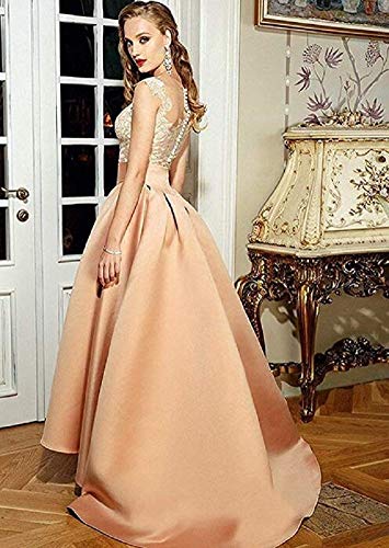 VeraQueen Women's High Low Satin Prom Skirts A Line Maxi Formal Party Dresses Wedding Evening Dress3