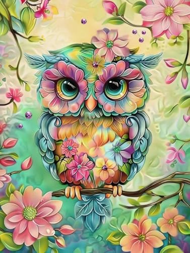 Diamond painting adulte chouette kit complet broderie diamant 40x50cm