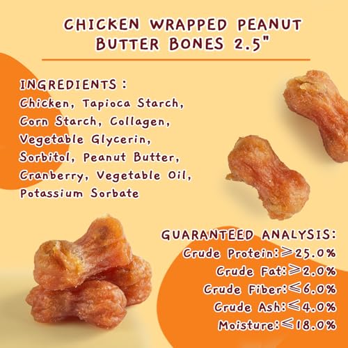 Image of Jungle Calling 2.5 inch Small Dog Treats, Chicken Wrapped Peanut Butter Bones