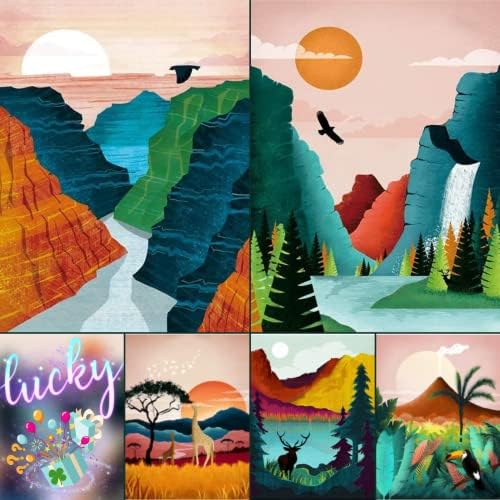 Hibah Diamond Painting Kits for Adults, 6 Pack(5 Regular Styles + 1randomly Selected Lucky Style) Diamond Painting Kit, DIY 5D Diamond Art Paintings, Natural Scenery Paint with Diamonds (Nature)