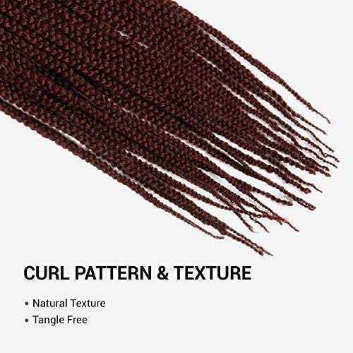 22 Inch 2 Pack Au-Then-Tic Box Braid Crochet Hair Crochet Box Braids Hair Mambo Twist Braiding Pre-Stretched Pre Looped Hair Extensions (22 Inch (Pack Of 2), 99J (Black Burgundy)) #TOP7