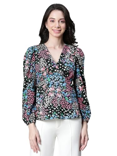 Image of oxolloxo Women Floral Print V-Neck Long Sleeve Top