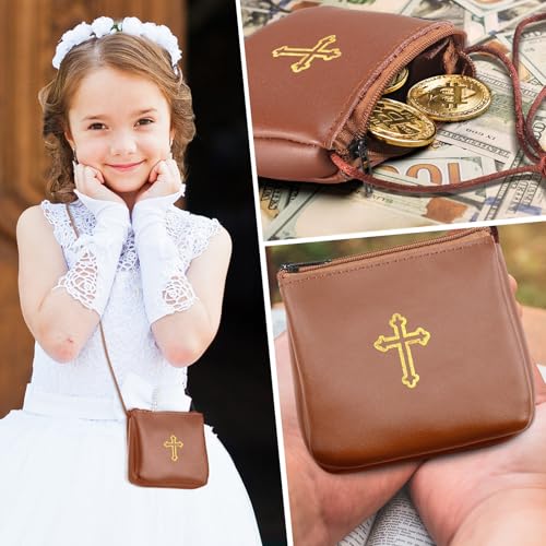 Image of Leather Communion Burse for Pyx, Catholic Pyx Case with Strap for Communion Host Priests Deacons Gifts