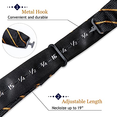 Image of DiBanGu Men Bow Tie Paisley Striped Self-Bow Tie for Men and Silk Woven Bowtie Pocket Square Cufflinks Wedding Party