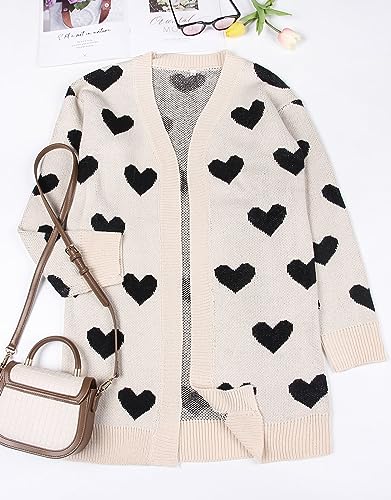 Image of Alsol Lamesa Women's Long Sleeve Heart Cardigan Sweaters V Neck Open Front Knit Coat