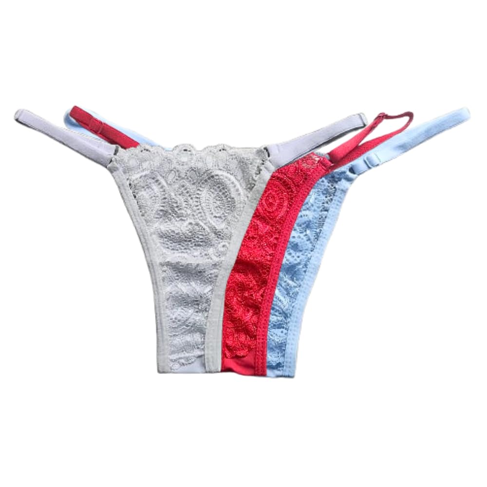 Women's Lace Thong Panty – Low Waist, Stretchable Back, Comfortable Invisible Underwear Multicolor (in, Alpha, S, 3, Brown)-image-44