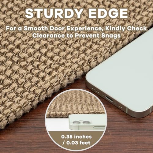 Image of EARTHALL Woven Runner Rug 2x8 Ft Washable Runners for Hallways Cotton Non Slip Rubber Backed Kitchen Runner Braided Indoor Floor Carpet for Entryway, Hallway, Kitchen, Bedroom, Orange /Tan /Brown