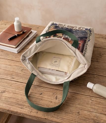 Image of Cotton Tote Bag for Women | Tote Bag with Zipper | Canvas College bag for Girls | Korean Sling Bag | Stylish Travel Sling & Handbag for Daily Use