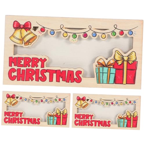 GOOHOCHY 3個木製クリスマスマネーホルダー クリスマスカードホルダー 現プレゼント用オーガナイザー パーティー記念品 名刺や写真の収納に便利 軽量で持ち運びやすい