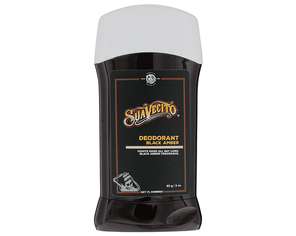 Suavecito Stick Deodorant Underarms Men's Grooming Aluminum Free Combats Odor All Day Long Black Amber 3 Ounce (Pack of 1)