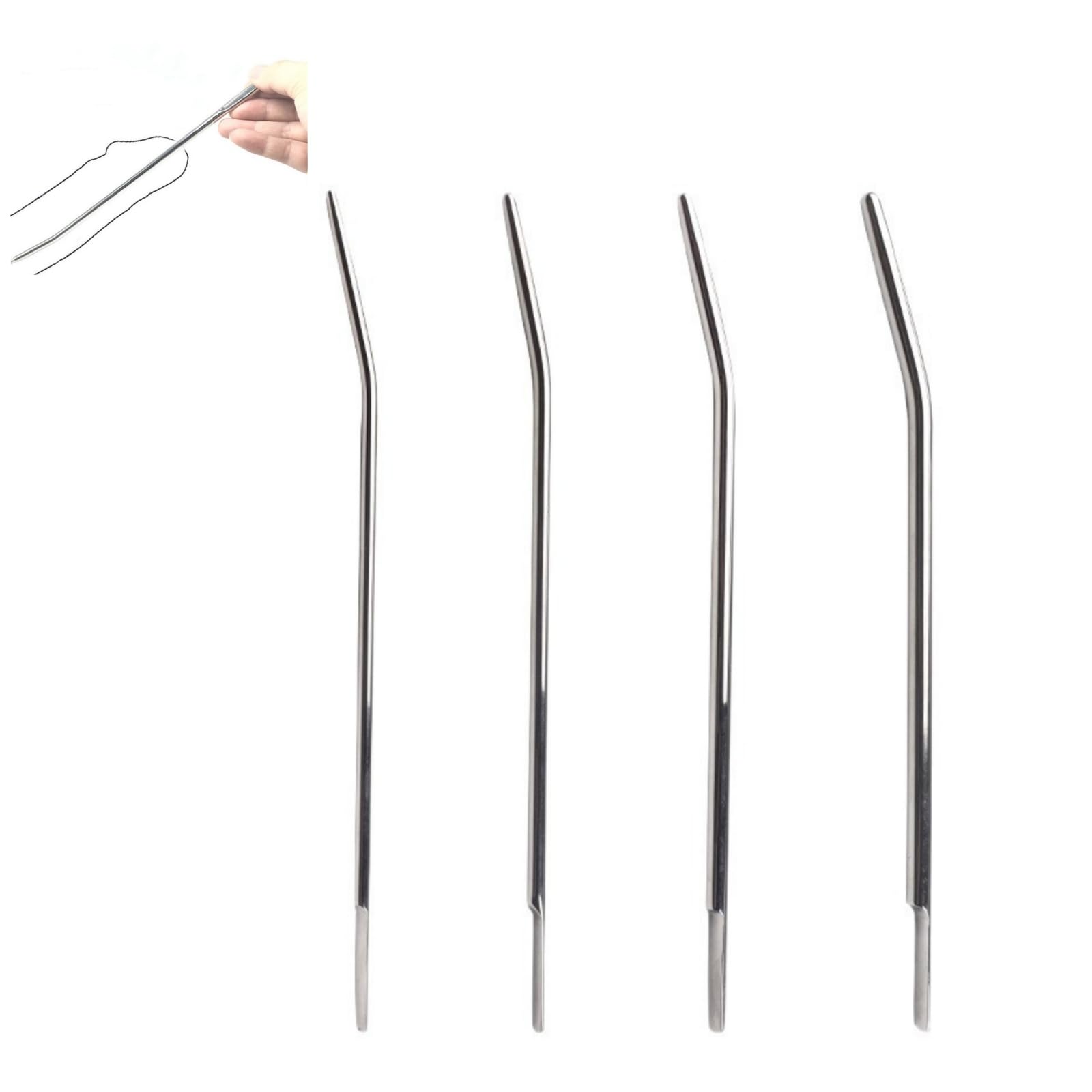 Tige métallique incurvée en forme d'œil de cheval, lot de 4 pièces, tige urétrale en acier inoxydable pour homme-FRRM12 (4mm+5mm+6mm+7mm)