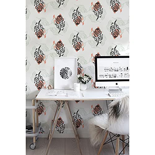 Papier peint intissé fleurs rose pour masquer imperfections mur et meuble