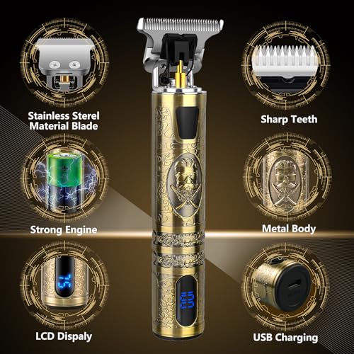 Haarschneidemaschine Profi Barttrimmer Herren, Barber Rasierer Herren Elektrisch Haarschneider, Bartschneider Trimmer mit 4 Kamm und LED Anzeige