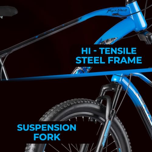 Buy CRADIAC - Black Ninja Fat | 21 Speed Geared MTB Cycle| 26" Inch Mountain Bike | 26 * 300 Fat Tires | DISC Brakes | Suspension Fork | Hitensile Steel Frame | for 15+ Years Men/Boys/Girls, Front Online at Low Prices in India - Amazon.in - Image 5