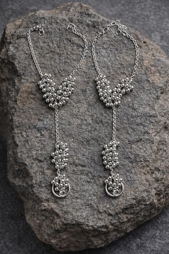 Image of Beaded Anklet Chain with Toe Ring, Barefoot Sandal Jewelry, Adjustable Hook Closure