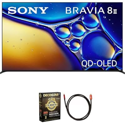 Sony K65XR80M2 BRAVIA 8 II 65 inch Class QD-OLED 4K HDR Google TV 2025 (Renewed) Bundle with Deco Gear 6FT HDMI 2.0 Cable and CPS Exclusive 26 Month Protection Pack (BEACH-CPS-26M3500)