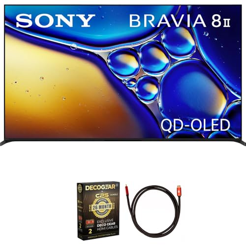 Image of Sony K65XR80M2 BRAVIA 8 II 65 inch Class QD-OLED 4K HDR Google TV 2025 (Renewed) Bundle with Deco Gear 6FT HDMI 2.0 Cable and CPS Exclusive 26 Month Protection Pack (BEACH-CPS-26M3500)