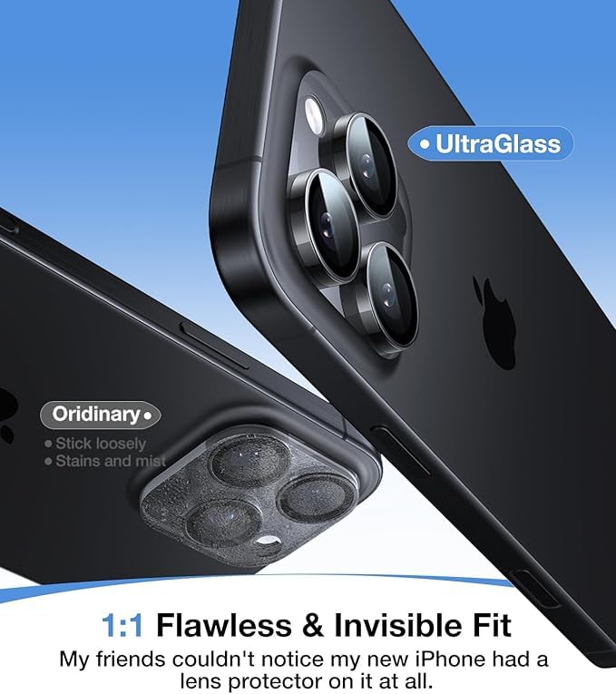 Image of inchCamera Lens Protection Ring Compatible with iPhone 16 Pro / iPhone 16 Pro Max, Aluminum Alloy Scratch Resistant Camera Guard, Ultra-Thin Metal Ring Cover, Anti-Fingerprint, Case Friendly inch Natural Titanium