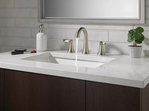 Miniatura 8 de Delta Faucet Esato - Grifo de baño generalizado de níquel cepillado, grifo de baño de 3 agujeros, grifo de lavabo de baño, ensamblaje de drenaje,