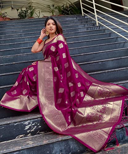 Image of Women's Kanjivaram Soft Silk Banarasi Saree With Blouse Piece | Banarasi Sari For Women | Saree with Blosepiece