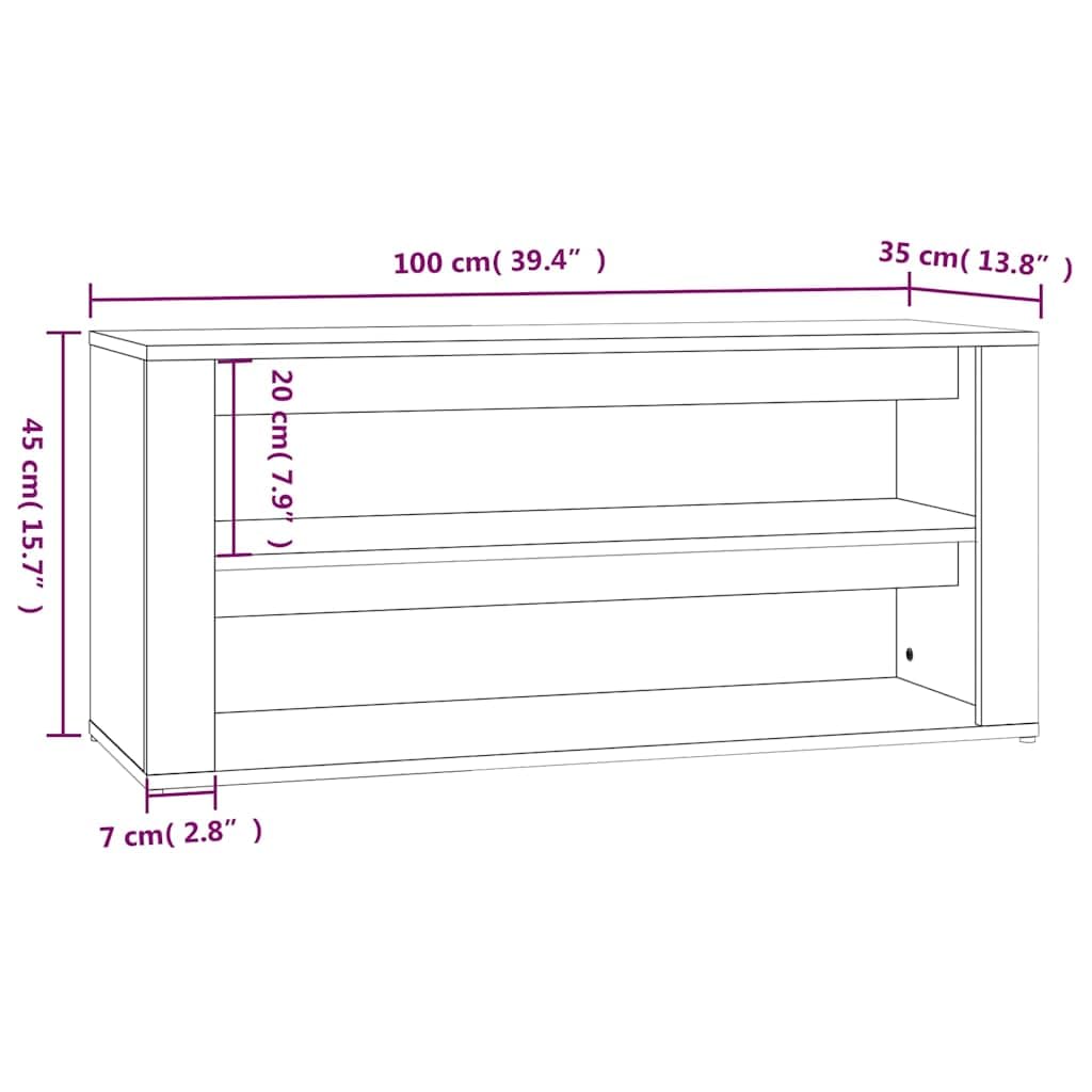 Regał na buty z drewna inżynieryjnego 2 przegródki 100x35x45 cm Sonoma