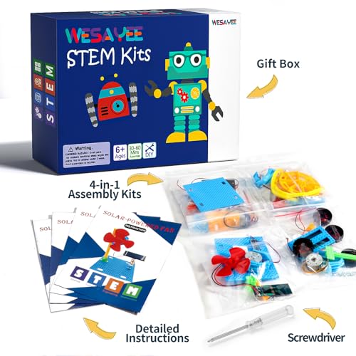 stem kits for kids ages 8-10 12-14 4 in 1 solar powered stem toys for boys science engineering robotics robot building kits projects for kids age 8-12 building toys crafts for boys 8-12 6-8