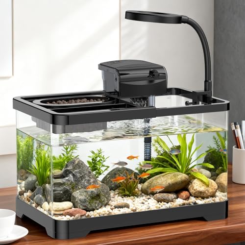 Pawfly 2 Gallon Fish Tank, Small Aquarium Kit, Betta Fish Tank Starter Kit with 6 W LED Light, 65...