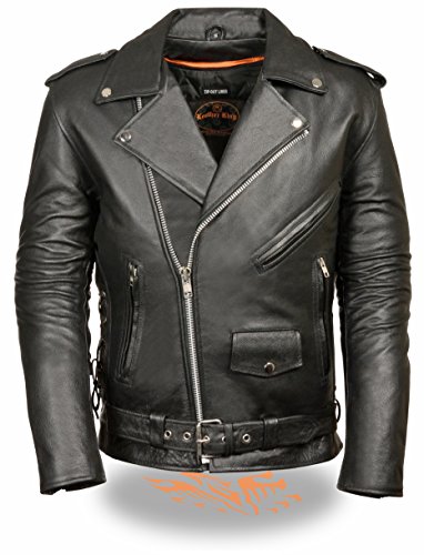 Milwaukee Leather SH1011 Men's Classic Side Lace Police Style Motorcycle Leather Jacket
