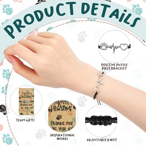 Sasylvia 30 Set Vet Tech Week Appreciation Gifts Bulk Inspirational Bracelet with You're pawsome Motivational Card Thank You Gift for Veterinary Technician Doctor Nurse Coworker Clinic Supplies3
