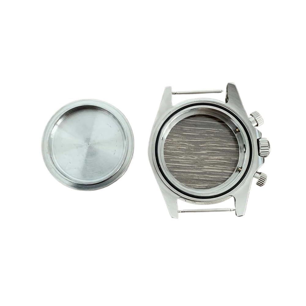 Convient au Mouvement VK63 Boîtier en Acier Inoxydable 39 mm Boîtier de Montre en Acier Inoxydable for Miroir Saphir Couronne argentée(Black Hour Marker)