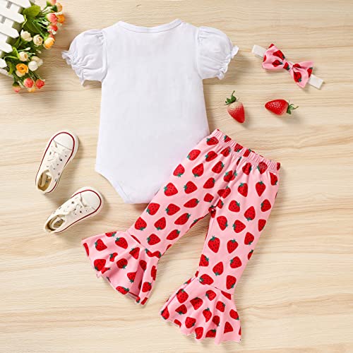 GRNSHTS Baby Girl Birthday Clothes First One Letter Short Sleeve Romper+Flared Pants+Headband 3Pcs Cake Smash Outfits2