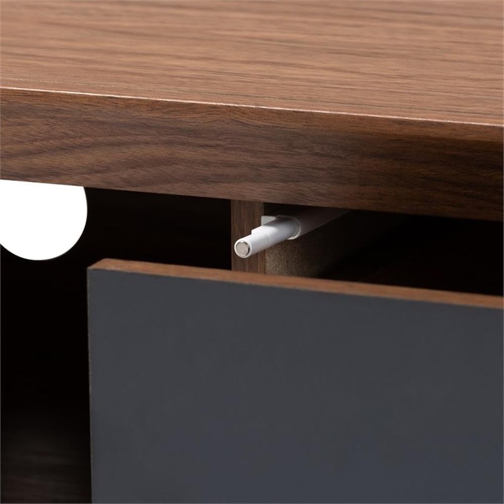 Close-up of the push-button drawer mechanism