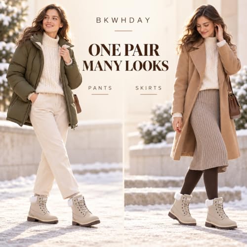 BKWHDAY Winter Boots for Women Snow Boot Waterproof Non Slip - image 7