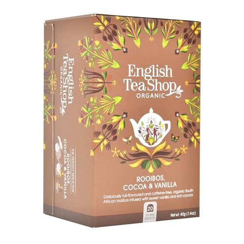 English Tea Shop Organic Chocolate Rooibos And Vanilla Flavour Tea | 100% Organic Tea | Caffeine-Free | 20 Tea Bags