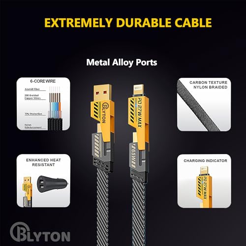 Image of Blyton 4-in-1 Type-C to C 65W Fast Charging Cable | Type-C, Type-A and Ports | Compatible with iPhone, Android, Laptops, 1.2M