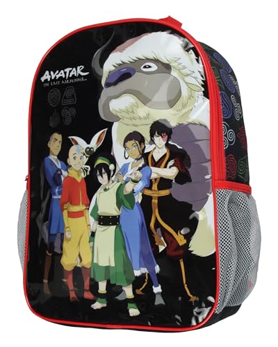 Mochila Avatar The Last Airbender Aang Zuko Katara Toph Appa Travel School 43 cm para uso diário, Preto, One Size