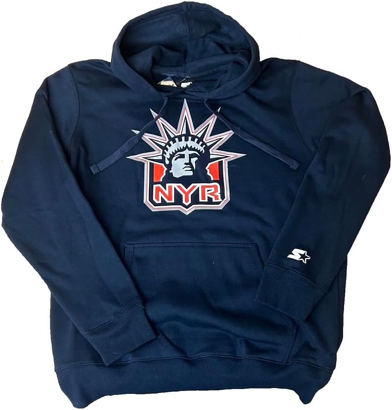 Starter New York Rangers Men's Lady Liberty Classic Pullover Hoodie Sweatshirt
