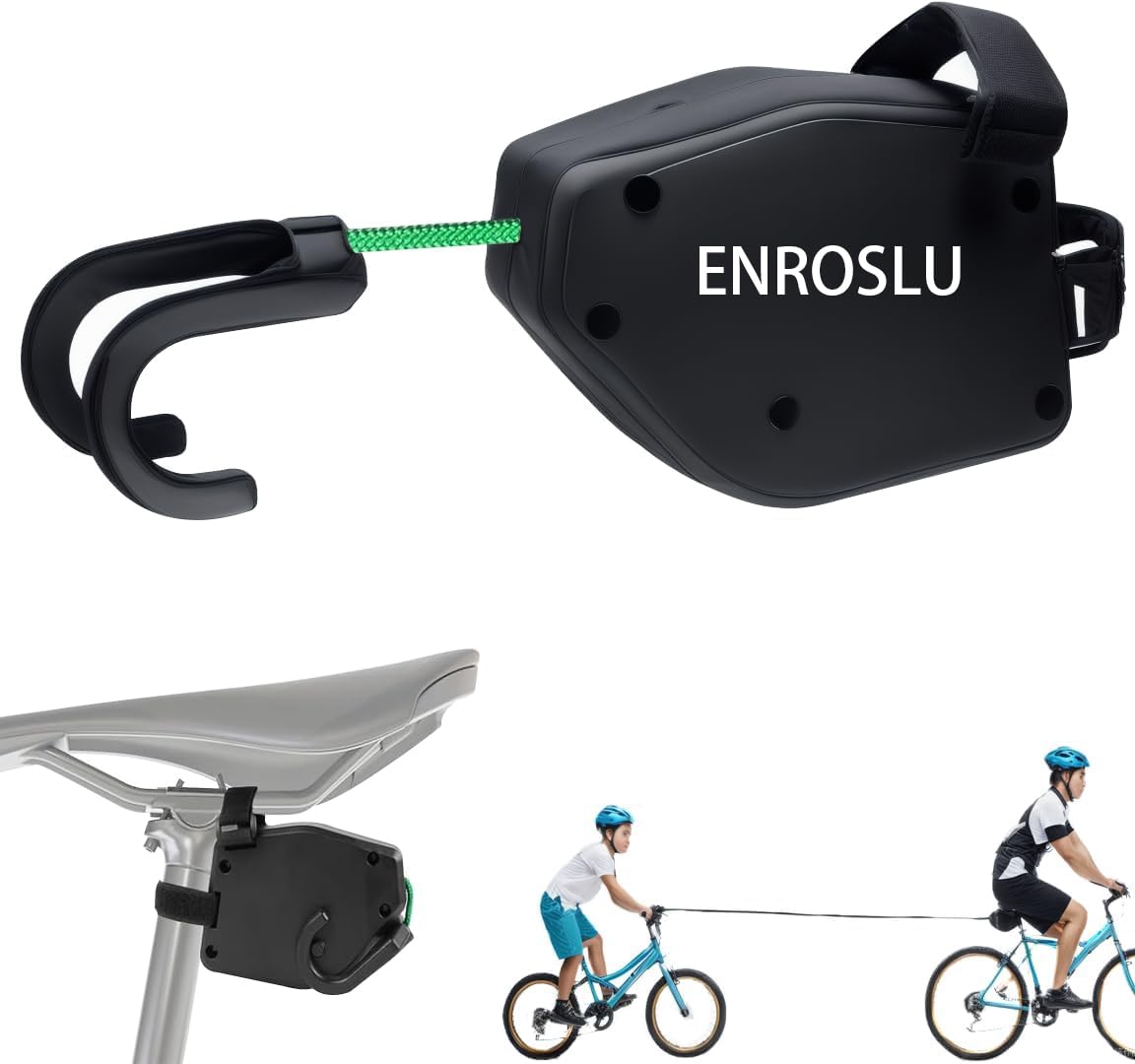 Update - Cuerda de remolque para bicicleta para niños, 2,5 m, retráctil, para padres y niños, sistema de tracción, capacidad de carga de 550 libras, correa elástica para bicicleta de montaña y
