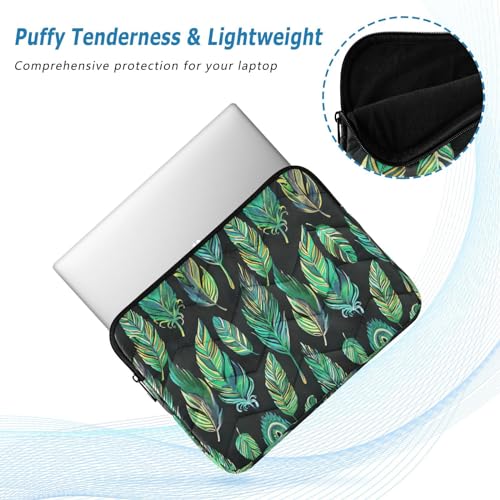 Funda para portátil 13-14 pulgadas con diseño de plumas verdes miniatura 5