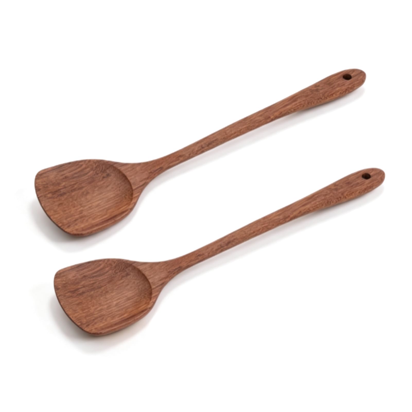 2Pcs Wooden Spatula for Cooking, Non Stick Wok Spatula Heat Resistant Kitchen Spurtle Set Long Handle Wood Turner(38.5CM)