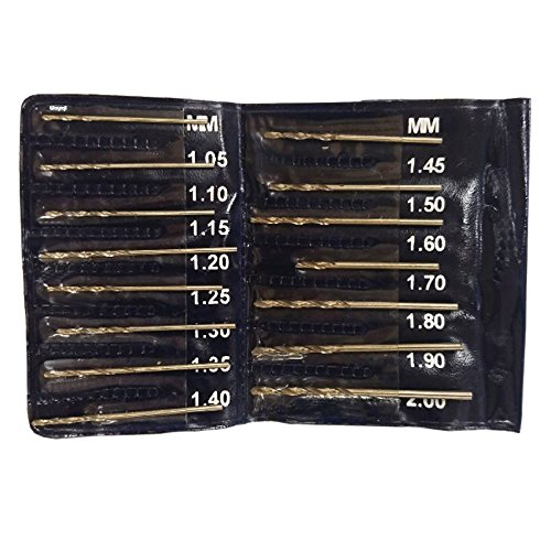 High Speed Steel Twist Drill Bit Set – 15-Piece Metric Micro HSS Drills (1.05–2.00 mm) with Storage Pouch for Jewelry, Metalsmith & Metalworking