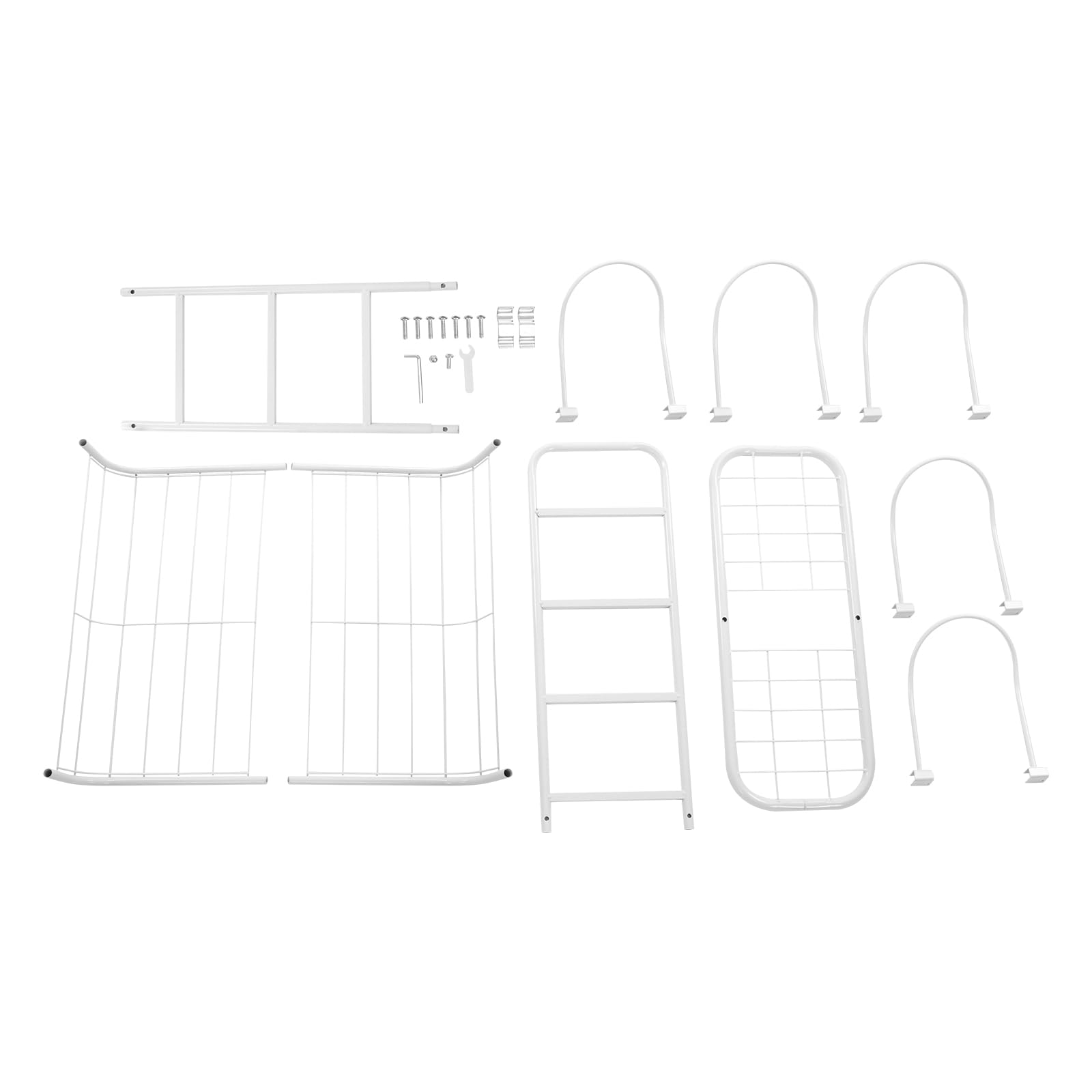 Treeisland Estantería de almacenamiento para pelotas de baloncesto, con 5 soportes de bolas y cestas, para fútbol, baloncesto, voleibol, color blanco