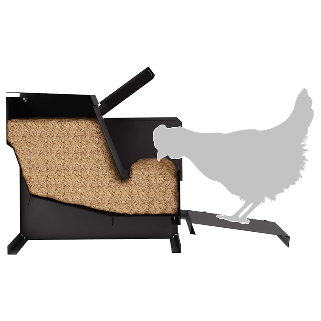 vidaXL Comedero de Pedal para Pollos Negro 50 x 40 x 29 cm, Comedero Moderno de Metal para gallinas, solución de alimentación Resistente para tu Granja y Corral