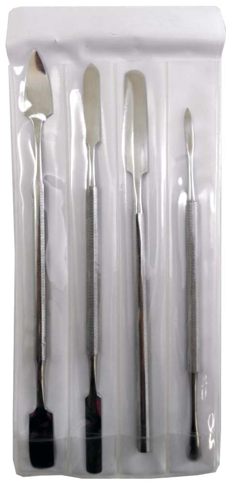 JEWEL TOOL 4 Piece Stainless Steel Spatula Set | 7 Unique Tips | Textured Grip | 6