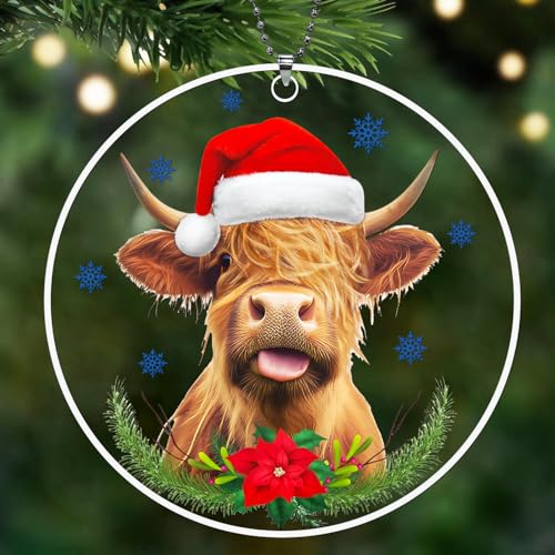 Highland Cow Ornaments for Christmas Tree,Farmhouse Ornament 2026,Farm Animal Christma Ornaments,Longhorn Cow Gifts for Women