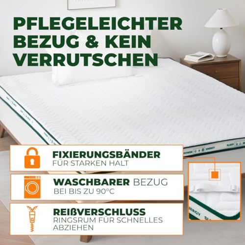 Welldora Recovery Topper 8 cm – wendbar H2/H3, 3D-Kontur, Matratzentopper für Boxspringbett & Allergiker, waschbar 90 °C, gegen Besucherritze, gegen Druckstellen, Oeko-TEX & Dermatest „sehr gut“ – Bild 6