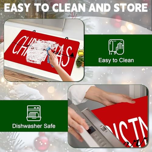 Image of Happy Christmas Stove Top Cover for Electric Stove 28 inchx 20 inch, Xmas Heat Resistant Glass Top Stove Cover Protector, Glass Cooktop Covers, Kitchen Flat Electric Stove Top Covers