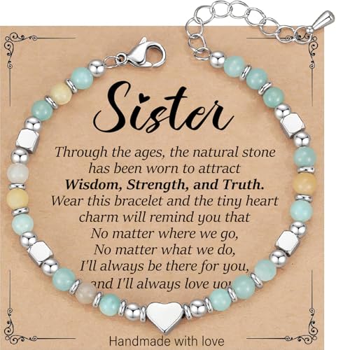 Image of Gifts for Teen Girls, Moonstone Beaded Bracelets with Gift Card, Inspirational Christmas Birthday Graduation Galentines Day Gifts for Daughter Granddaughter Niece Sister Bestie
