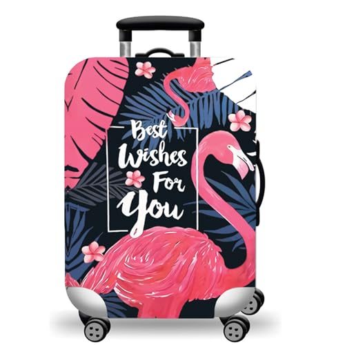 Image of WUJIAONIAO Travel Luggage Cover Baggage Suitcase Cover Protector Skins 18-32 Inch, Vintage Flamingo, S (for 18--20 inch luggage)