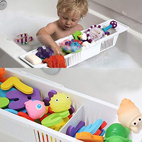Accessoires de salle de bain étagère de bain extensible blanche - 2